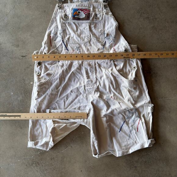 VINTAGE Y2K BUM EQUIPMENT OVERALL JORTS USA AMERICA GRUNGE BAGGY WOMENS LARGE - Picture 6 of 7
